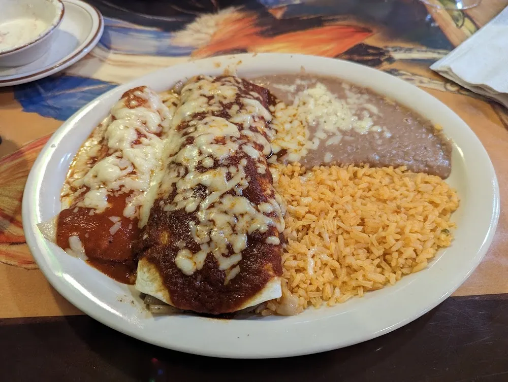Cheese Enchilada and Bean Burrito